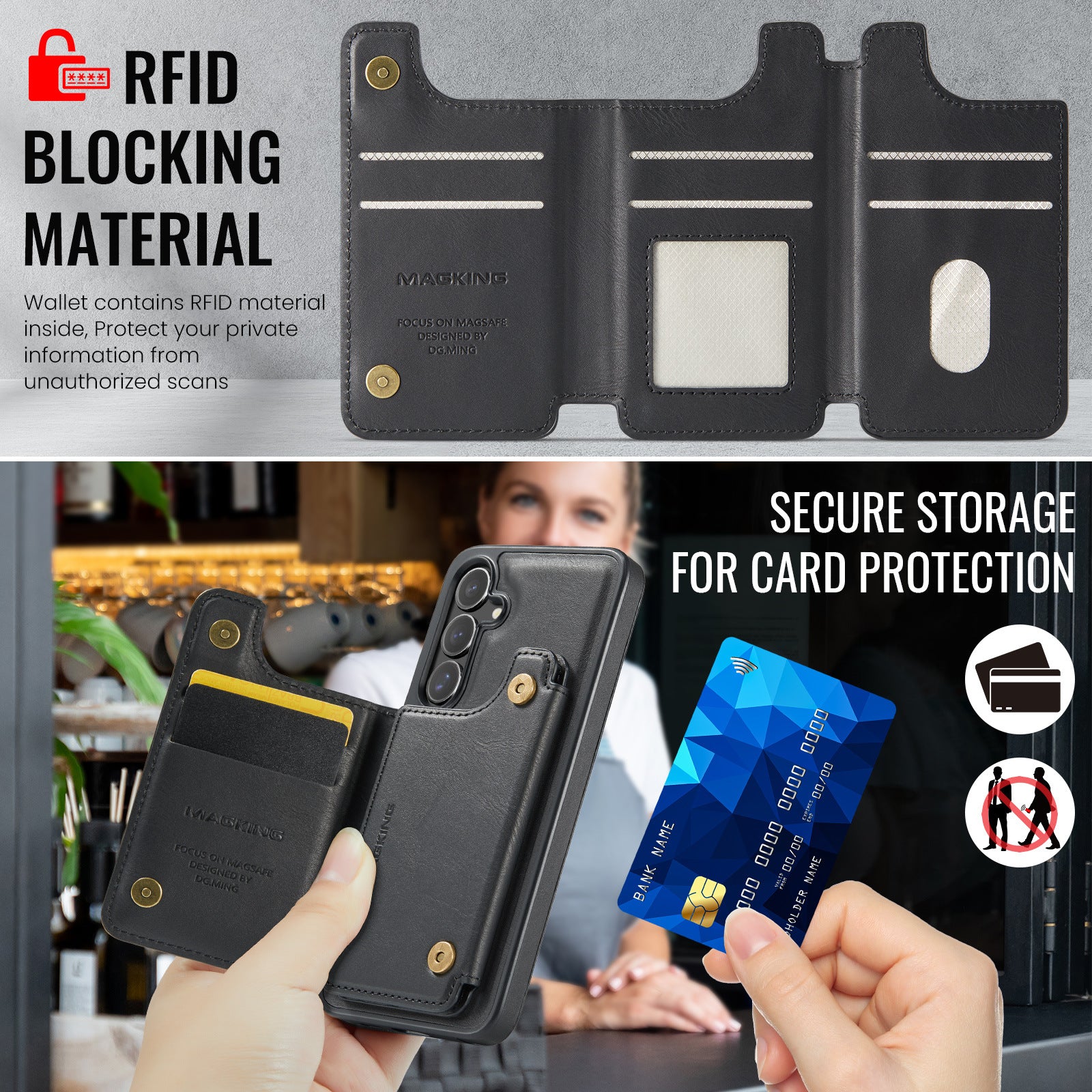 2 in 1 Magnetic Leather Wallet Case for Samsung - 图片 3