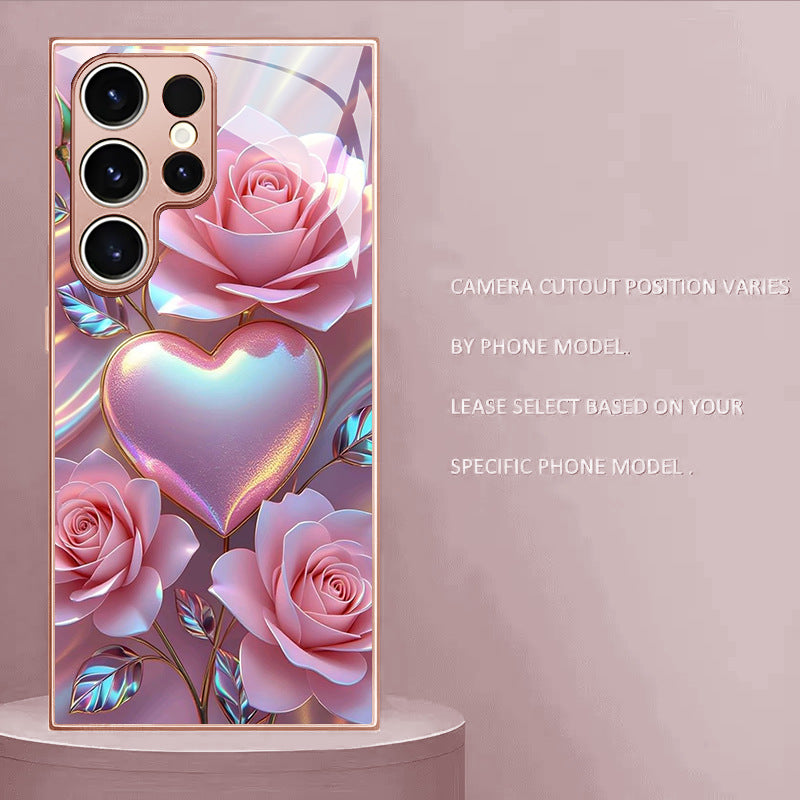 Pink Rose Heart Pattern Hard Case for Samsung - 图片 2