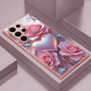 Pink Rose Heart Pattern Hard Case for Samsung