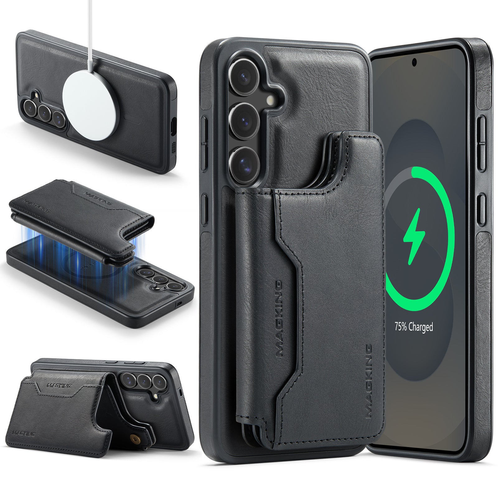 2 in 1 Magnetic Leather Wallet Case for Samsung - 图片 5
