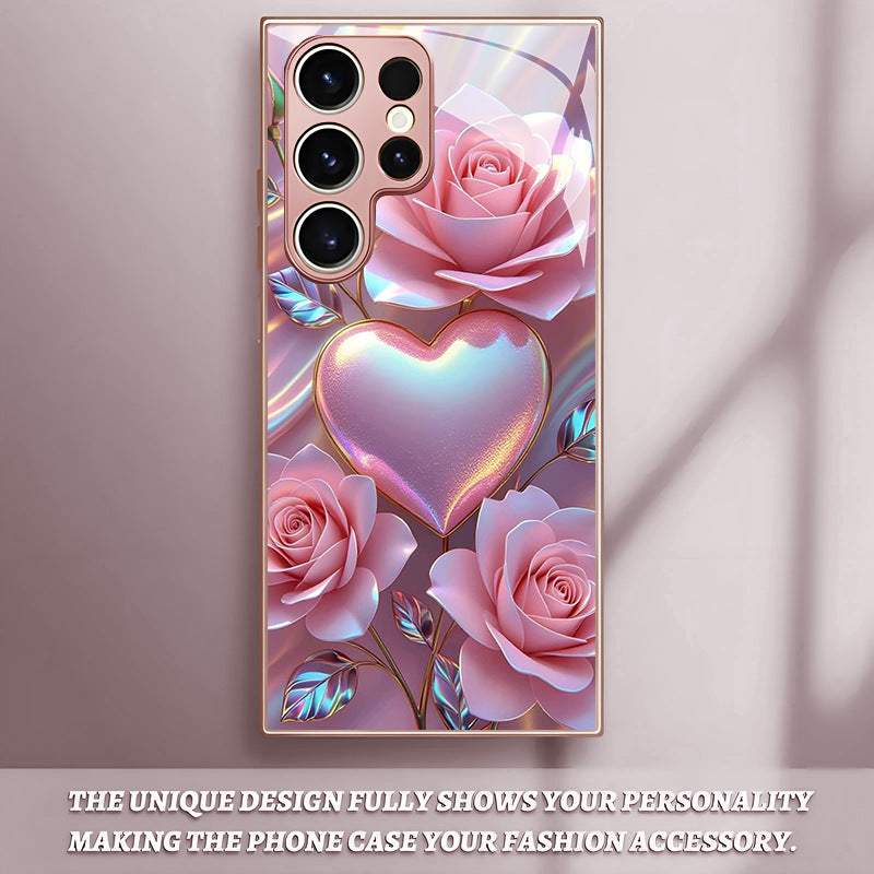 Pink Rose Heart Pattern Hard Case for Samsung - 图片 6