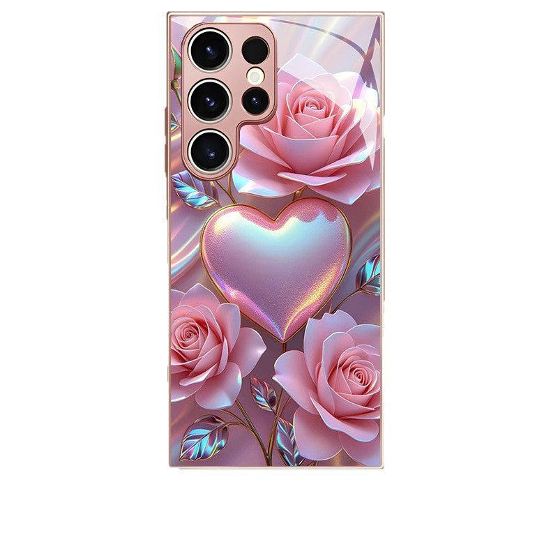 Pink Rose Heart Pattern Hard Case for Samsung - 图片 5