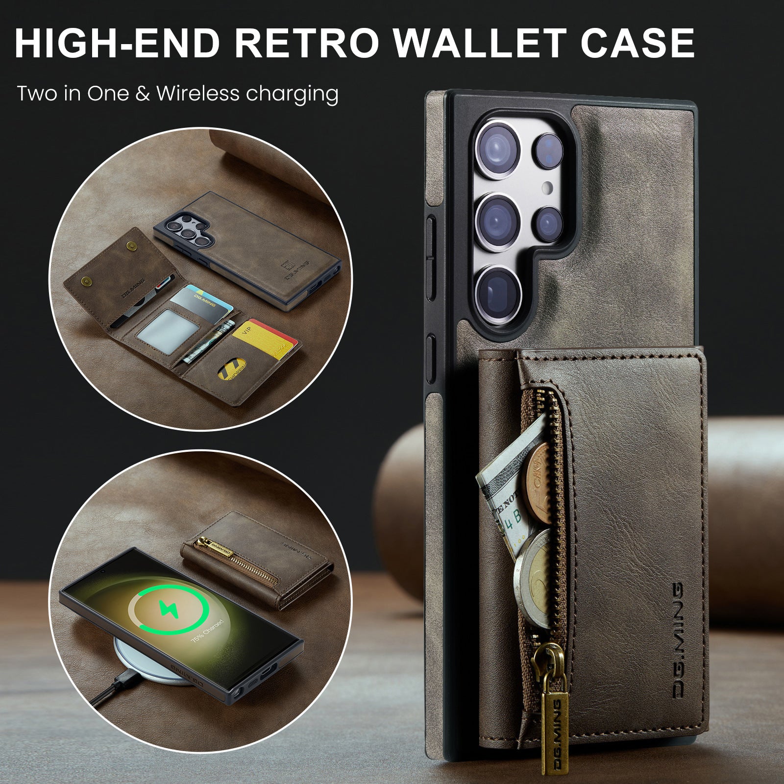2 in 1 Magnetic Leather Wallet Case for Samsung - 图片 7