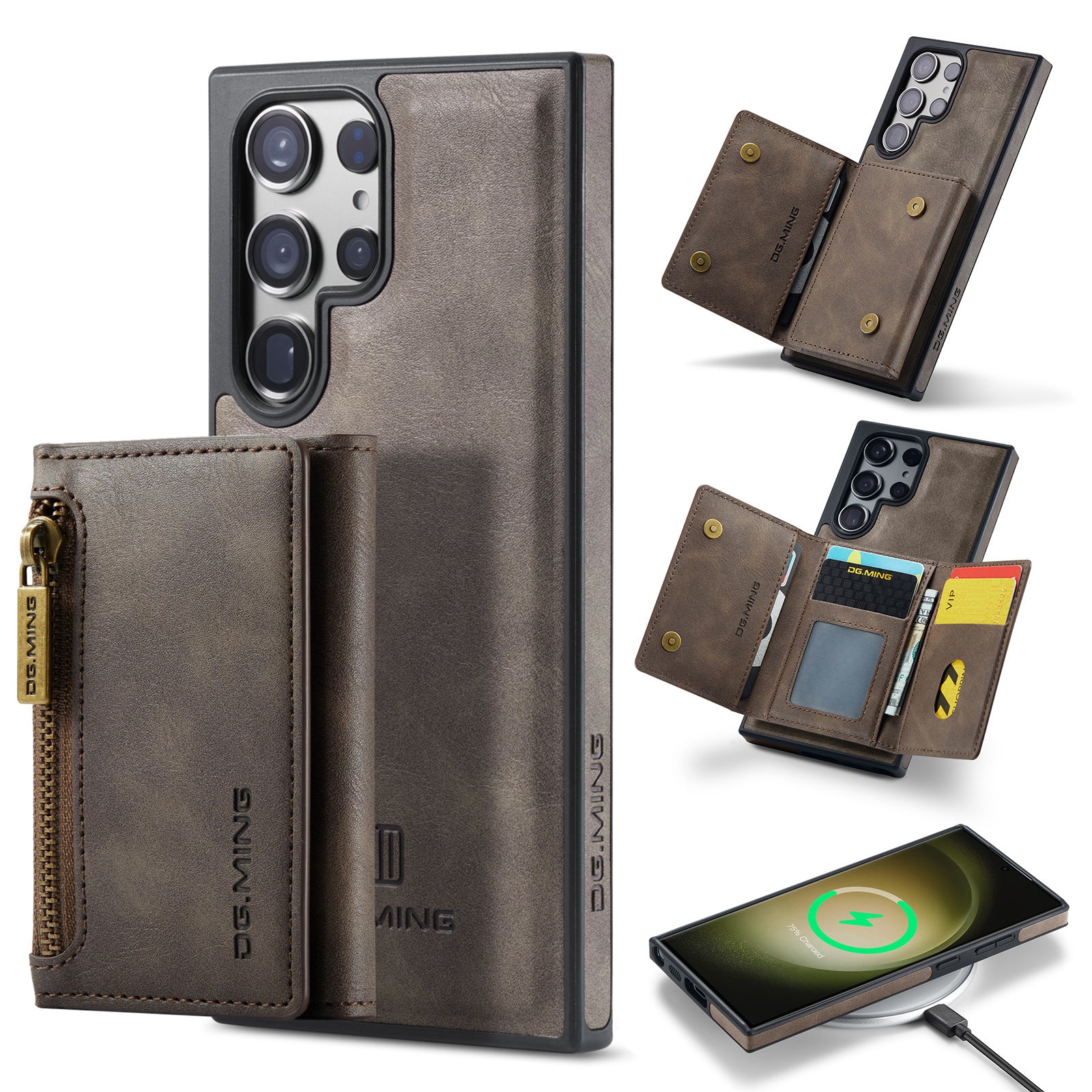 2 in 1 Magnetic Leather Wallet Case for Samsung - 图片 5