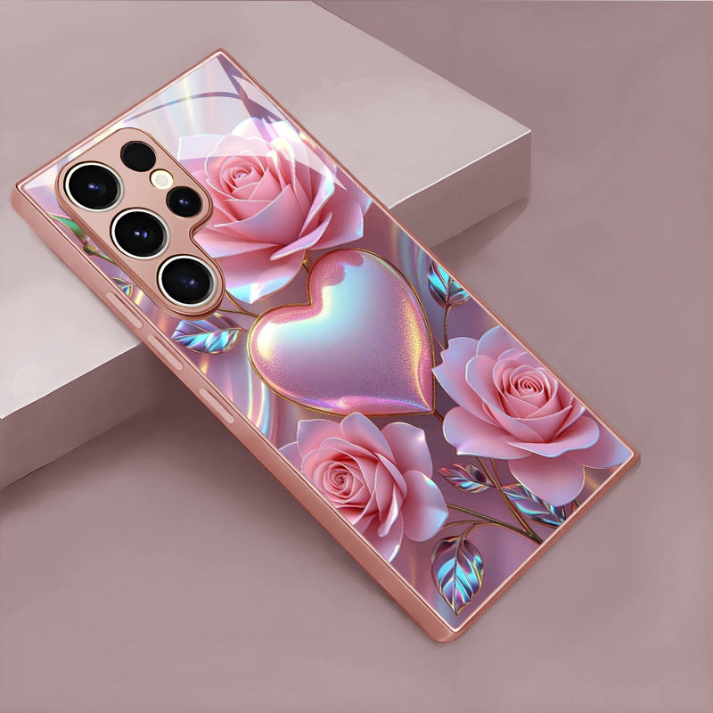 Pink Rose Heart Pattern Hard Case for Samsung - 图片 4