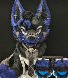 Gothic Wolf Puppy Toony Head Fursuit(Gift Handpaws+Tail)