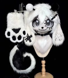 Gothic Rabbit Kemono Head Fursuit(Gift Handpaws+Tail)